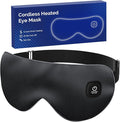 Cordless Heated Eye Mask for Dry Eyes, Blocking Light Warm Compress Rechargeable, 1000mAh Electric Eye Heating Pad for Sleeping, Washable Heat Sleep Mask with 3 Temperature Settings, Black