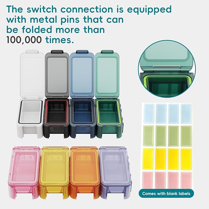 8 Compartment Pill Organizer - Travel Portable Pill Case with Moisture-Proof Design, Medication Case for Vitamins/Fish Oil Supplements Storage (8 Compartments, 10-30 Pills Capacity)