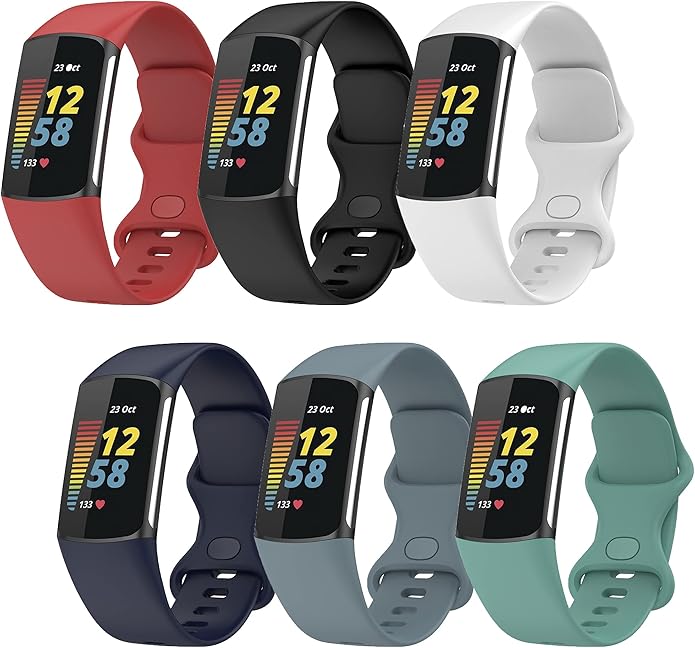 Compatible Soft Silicone Bands Sports Wristbands Replacement for Fitbit Charge 5&Charge 6 Advanced Fitness & Health Tracker Accessories Small/Large Watchbands