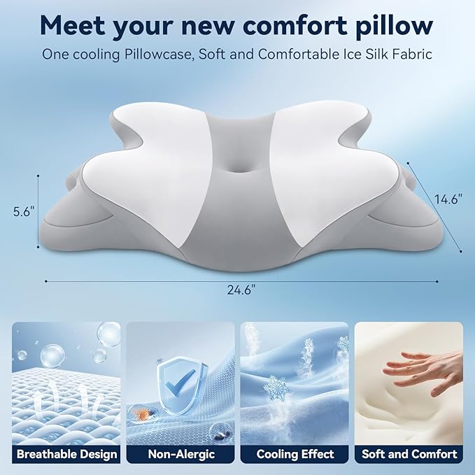 Sleep Apnea Pillow with Neck Pain & Snoring Relief -Orthopedic Cervical Pillow, Ergonomic Contour Memory Foam Pillow for Side, Back,Stomach Sleepers,Dreamers Relief,Medium Firm Support(Queen Size)