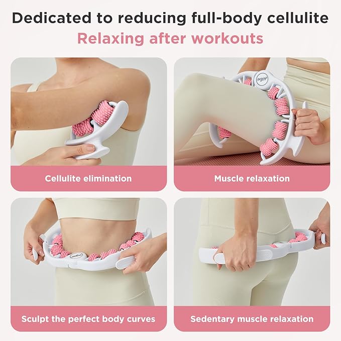 Cellulite Manual Massager for Legs & Thighs - Lymphatic Drainage Tool, Handheld Fascia Blaster for Deep Tissue, Body Sculpting Cellulite Remover(Pink)