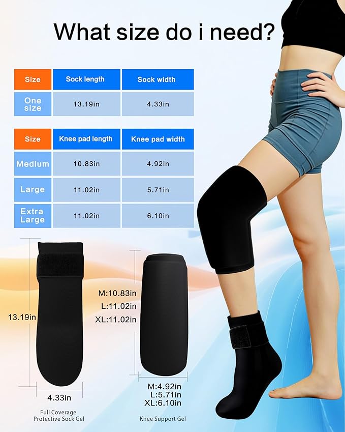 FadFun Ankle Ice Pack Wrap and Ice Pack for Knee, Reusable Hot/Cold Compression Therapy, for Soothe Plantar Fasciitis, Foot Pain Relief, for Knee Injuries and Pain Relief(Extra Large)