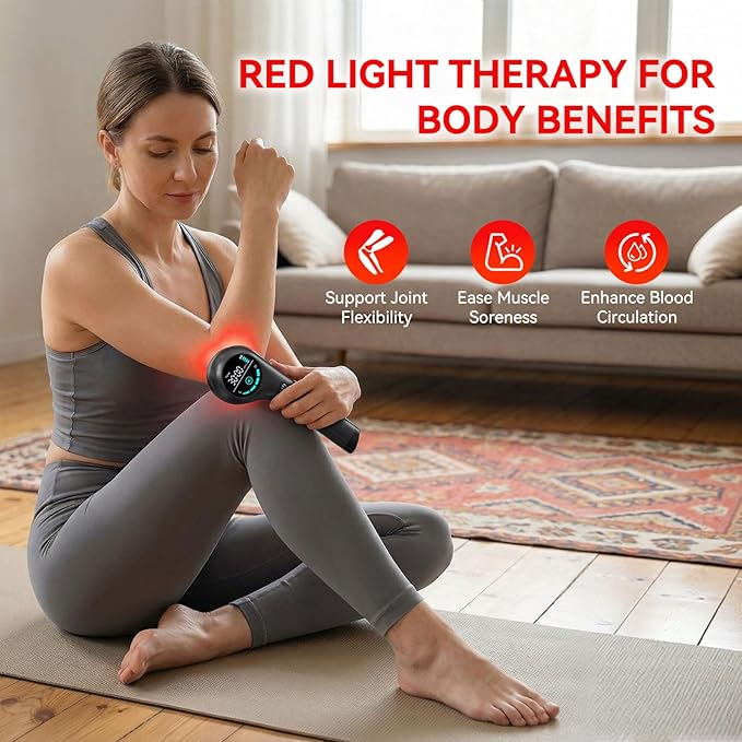 Red Light Therapy Device, Handheld Dual 660nm & 808nm Wavelength Infrared Light Therapy Wand for Body, Knee, Shoulder, Back, Joint & Pet, Promotes Pain Relief, Portable with Stand for Home Use