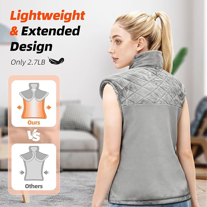 Heating Pad for Neck, Shoulders and Back, 24"x37" Large Weighted Electric Heated Pad with 9 Heat Settings & 4 Timer Options, Auto Shut-Off, Machine Washable Grandmother Birthday Christmas Women Gift