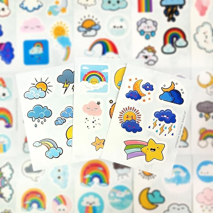 BulbaCraft Cloud Stickers, Rainbow Stickers for Water Bottles, Cloud Stickers, Cloud Birthday Party Decorations and Supplies, Rainbow Party suppliess, Gifts for Women & Men