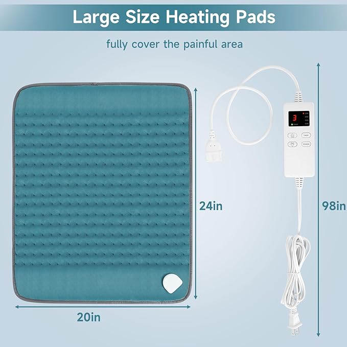 Electric Heating Pad for Back Period Pain & Relax, Christmas Mother Father Day Gifts for Women Mom Older, Portable Heating Pad for Shoulder Neck with 4 Timer & 6 Fast Heat Up
