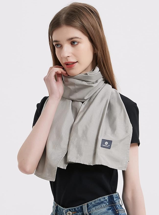 Radia Smart® EMF Protection Scarf, Silver Fiber Fabric, RF Blocker Radiation Protection, 5G, WiFi, Cellular, Bluetooth. High Shielding Efficiency. Multiple Ways To Wear.