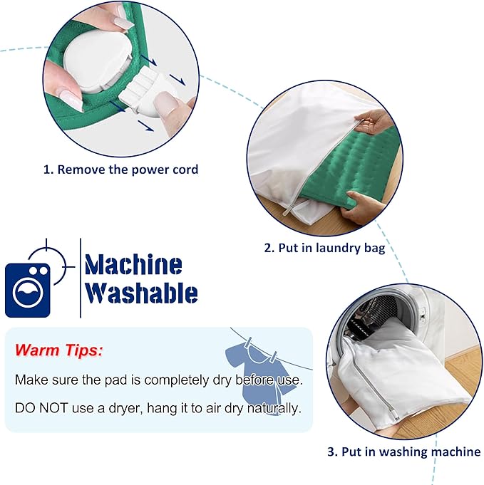 24"X20" Electric Heating pad with 6 Heat Settings, Auto Shut Off, Green Dry Electric Heating for Back Neck Knee Arms Legs Shoulder Heat Pads for Christmas Birthday Father's Day Mother's Day