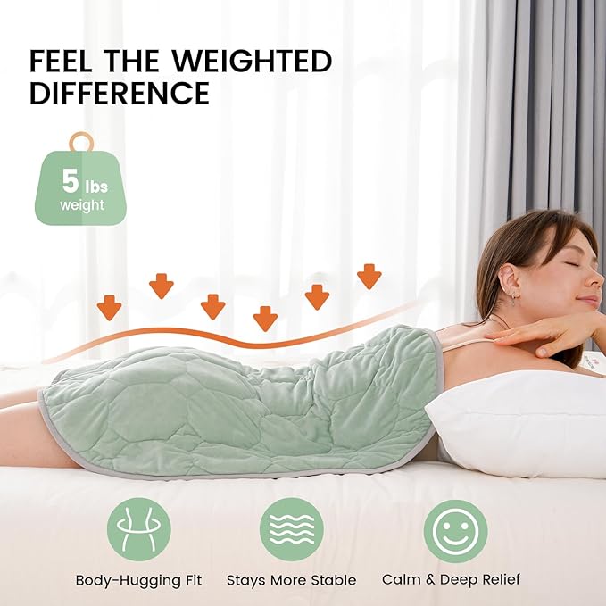 immtree Weighted Heating Pad for Period Cramps, 29" x 24" Extra Large Electric Heated Pads 5 lbs, Back Shoulder Knee Abdomen Pain Relief, Soft Warm Heavy Lap Blanket, Grey Green