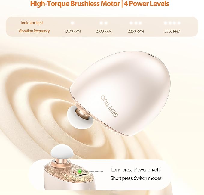 Mini Massage Gun,Designed by Japanese Experts,3-Pin Retractable Head (For Face & Scalp) + Round Head (For Muscle Groups),Percussion Deep Tissue Massage,4 Speed Settings,0.5lb,for Home/Gym,Ideal Gift
