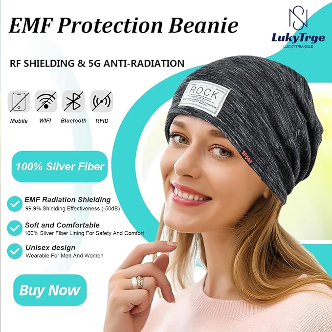 EMF Protection Beanies Cap, Unisex Faraday Hat, Microwave Radiation Blocking Stretch Cap (Color : B, Size : One Size)