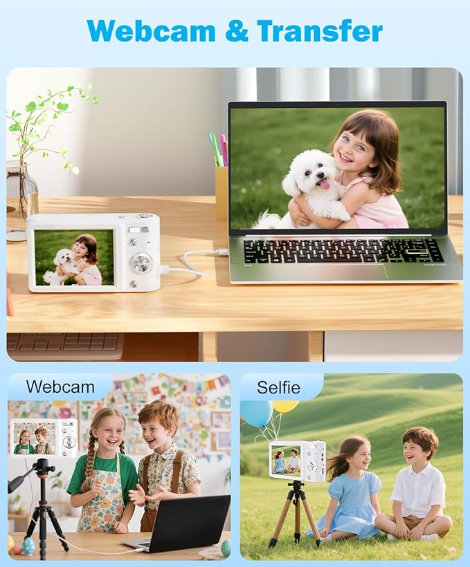 50MP 4K Digital Camera for Photography, Autofocus Vlogging Camera with 32GB TF Card & 2 Batteries, 16X Zoom Compact Point and Shoot Camera for Kids Teens Beginners, White