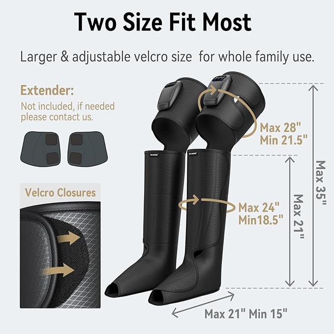 FIT KING Cordless Compression Boots Full Leg Compression Massager, Rechargeable Portable Foot and Calf Massager for Circulation, Pain Relief & Fast Recovery, No External Long Hoses | Xmas Gift