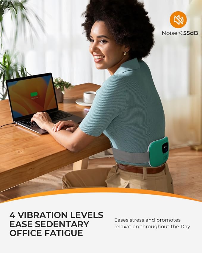 CooCoCo Portable Heating Pad for Period Cramps, Cordless Waist Belt for Menstrual Cramp Relief, 3S Fast Heat Pad with 4 Heat Levels and 4 Vibration Modes, Green