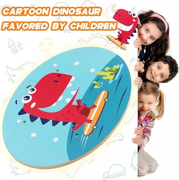 Wobble Balance Board for Kids Wooden Rocker Board Load 123Lbs, Active Play and Exercise for Toddler