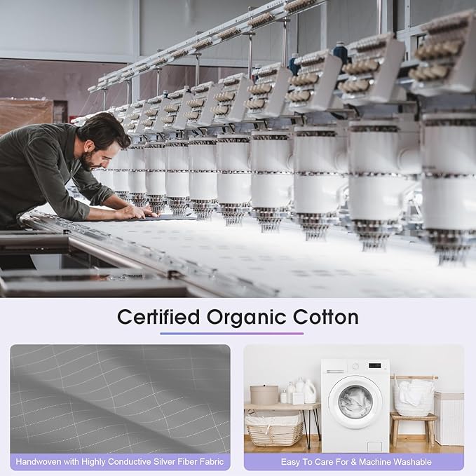 Grounding Sheets with Grounding Cord,Made with Premium Cotton and Pure Silver Threads,Conductive Fabric,Achieve Healthy Sleep(35x90 Inch)