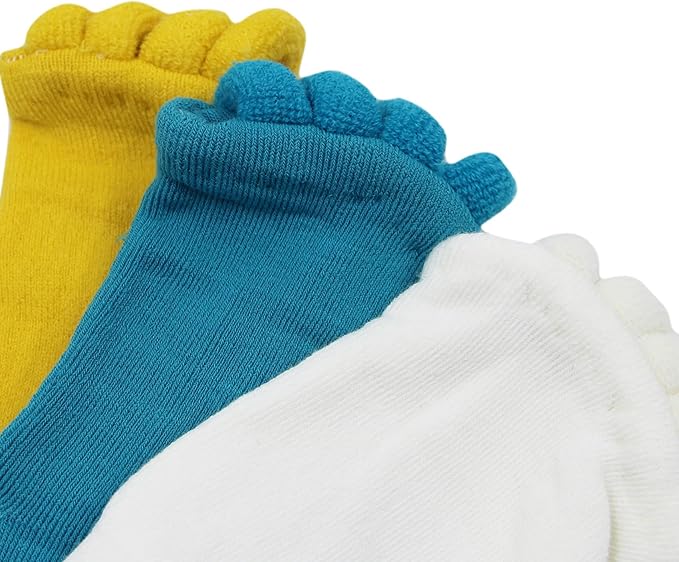 AIBEARTY 3 Pairs Yoga Sport Gym Five Toe Separator Socks Foot Massage Toeless Socks
