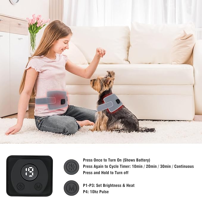 Red Light Therapy for Body, Cordless Infrared Light Therapy Belt for Knee Back Neck Waist, Rechargeable Light Pad for Humans & Dogs, Portable Wrap with 660nm/850nm