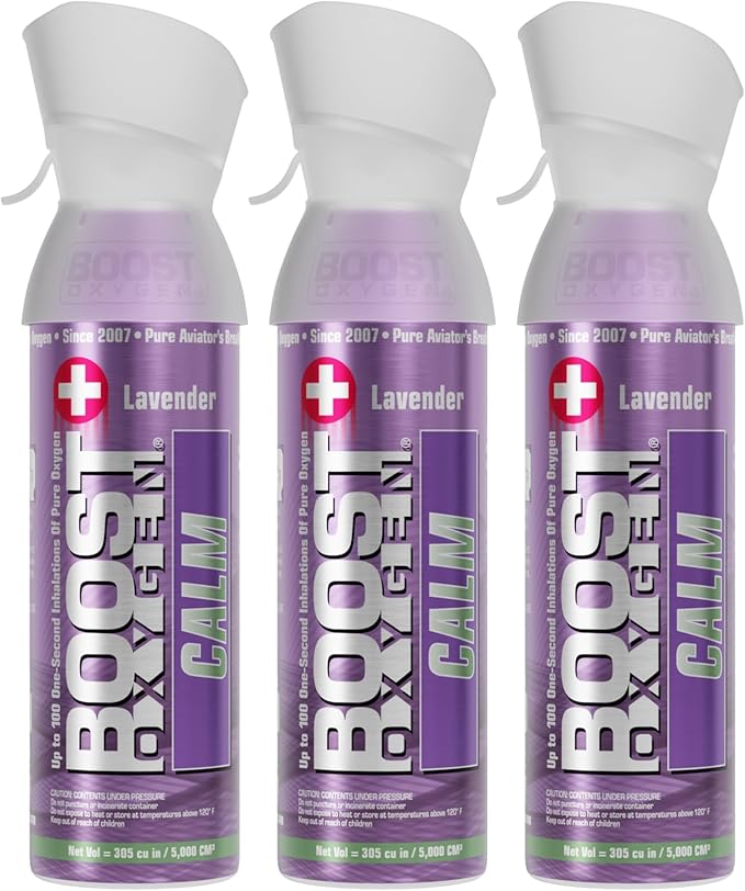 Boost Oxygen Medium Calm Lavender Aroma 5L Canister | Respiratory Support for Aerobic Recovery, Altitude, Performance & Health (3 Pack)