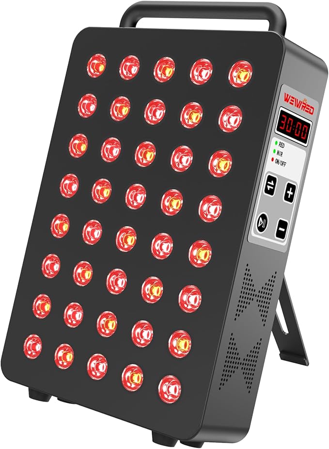 Red Light Therapy Panel 5 Wavement 40 Dual Chip High-Efficiency LEDs 630+660+810+830+850nm Red and Near Infrared Lamp Therapy Device 60W Timer & Stand for Body Pain Relief Face Skin Health
