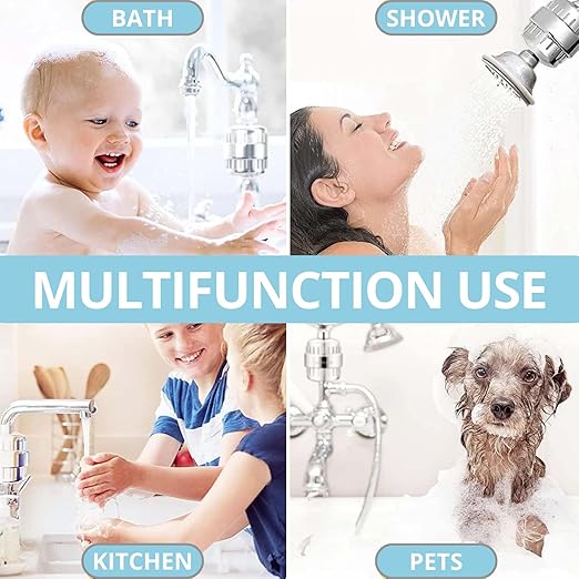 15-Stage Shower Filter for Hard Water | Universal High-Output Cartridge | Removes Chlorine, Heavy Metals for Softer Skin and Hair (15 Stage Shower Filter)