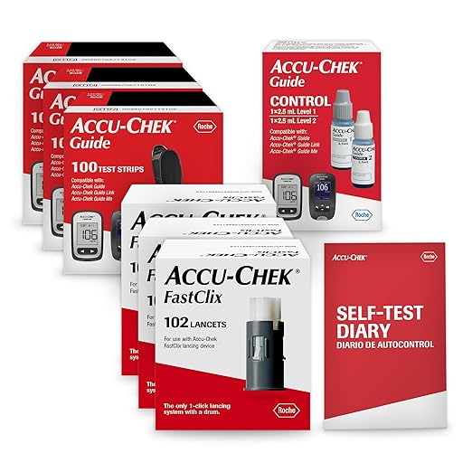 Accu-Chek FastClix Diabetes Blood Sugar Test Kit for Diabetic Glucose Monitoring: 306 FastClix Lancets, 300 Guide Test Strips, and Control Solution (Packaging May Vary)