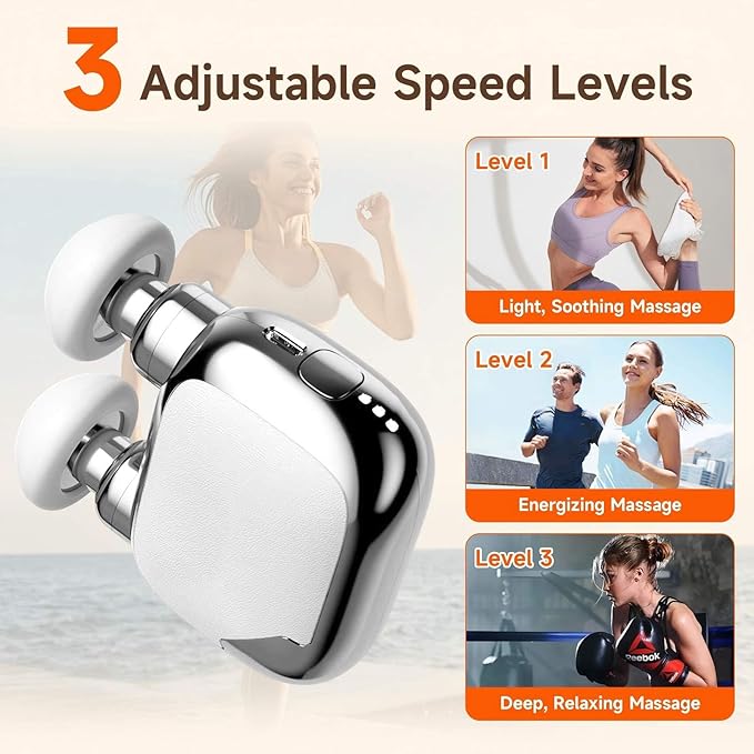 Dual-Head Mini Massage Gun, High-Power Portable Handheld Massager with 6 Massage Heads, Compact Quiet Design for Full-Body Use, Suitable for Travel & Office Use, Gift for Men & Women,