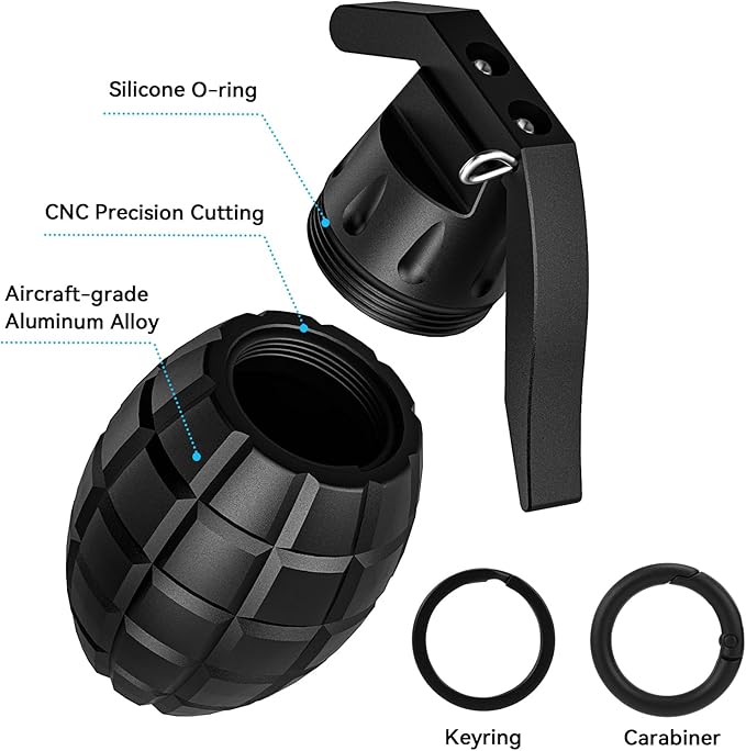 Portable Pill Case Tactical Keychain Pill Container Waterproof Durable Aluminum EDC Holder with Carabiner for Daily Use, Outdoor Activities - Black
