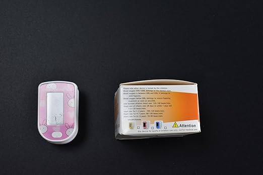 Children Digital Fingertip Pulse Oximeter Blood Oxygen Saturation Monitor with Adorable Animal Theme USB Rechargeable (fit for newborn/infant) For sports and aviation use only (pink)