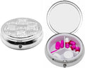 Set of 2 Circular Embossed Triple-Compartment Pocket Purse Pill Box & Organizer (Silver Weave)