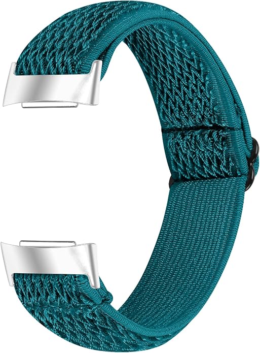Lijinlan Nylon Band Compatible with Fitbit Charge 5 Advanced Fitness & Health Tracker, Elastic Woven Strap Stretchable Wristband Watch Bands Replacement for Charge 5 for Women Men