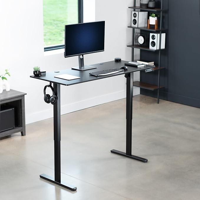 VIVO Electric 55 x 24 in Standing Desk, Memory Height Adjustment, Black Top Black Frame, DESK-E155TB