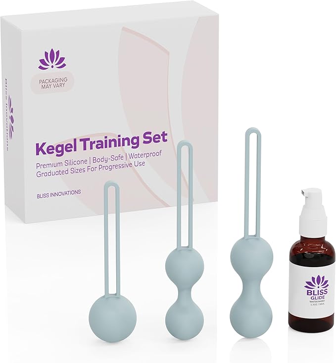 Set of 3 Silicone Kegel Weights – Pelvic Floor Strengthening Kit for Women – Comfortable & Discreet Design – Beginner to Advanced Levels Includes 1.3 Oz LS Glide and Storage Bag