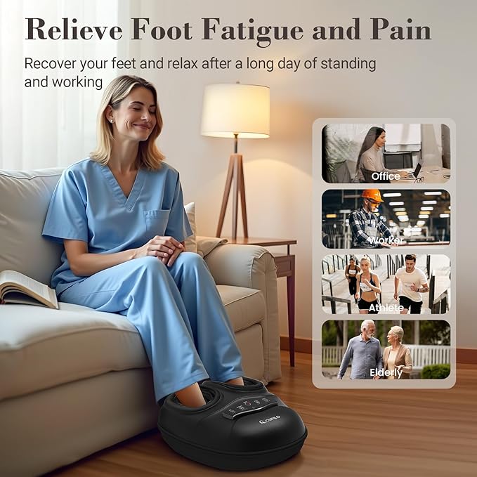 FSA Eligible HSA Foot Massager with Heat [Remote Control], Shiatsu Foot Massager Machine with 5 Compression Levels, Electric Feet Massager for Foot Pain Relief, Gifts for Elderly Senior Parents