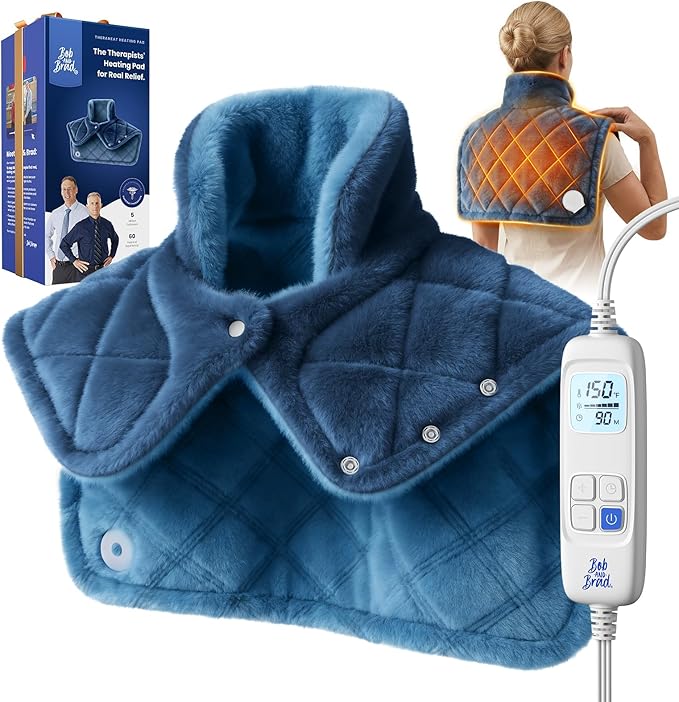 BOB AND BRAD Weighted Heating Pad for Neck and Shoulders, 2.2lb Electric Neck Wrap with Far-Infrared Ceramic Beads for Deep Tissue Pain Relief, 20"x22", FSA Eligible/HSA Eligible, Gift for Mom Women