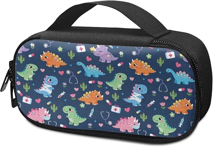 Rnyleeg Cute Dinosaur Diabetic Bags for Supplies Small Size Insulin Cooler Travel Case Reusable Insulin Bag for Diabetes Lightweight Madicine Storage Pouch Easy to Carry