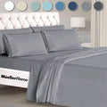 Mueller Luxury 6 Piece Queen Sheet Set - Ultra-Soft 1800 Series, Cooling & Breathable Hotel Quality Bed Sheets, Deep Pocket up to 16" - Hypoallergenic, Wrinkle-Resistant, Oeko-TEX, Light Gray