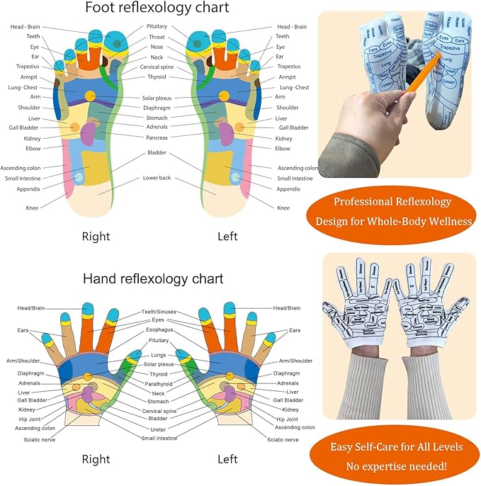 Reflexology Socks with Acupressure Massage Tools for Men and Women | Foot Pain Relief, Home Massage Therapy, Unisex Gift Idea Set of 4 (Black, Middle(7-8))