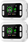 Plug in 5in1 Carbon Monoxide Detector & Combustible Natural Gas Combination Builti-in Backup 1000mAh Battery & HD Screen [CO Gas Temp Humidity Sensors] for Home Kitchen Hotel (2Pack, White)