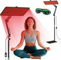 Red Light Therapy for Face and Body, 3-Wavelength (660nm Red, 850nm, 940nm Infrared) LED Infrared Light Therapy Lamp with Adjustable Stand, Protective Glasses for Home Use, Gift for Women Girls