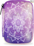 Purple Mandala Flower Abstract Travel Pill Organizer Box Weekly Portable Pill Case Daily Pills 7 Day Small Birth Control Pills Container Removable Compartments for Medicine Vitamins Fish Oil