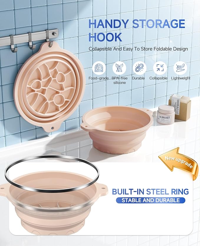 Face Ice Bath Bowl with Built-in Ice Tray for Cold Therapy, Collapsible Silicone Face Bowl for Ice Skin Tightening & Puffiness Reduction, Ideal for Home Use