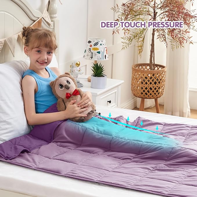 yescool Purple Weighted Blanket 3 Pounds Cooling Weighted Lap Blanket, Heavy Blanket for Sleeping, Weighted Throw Blanket Gifts for 20-40lbs, 36"x48"