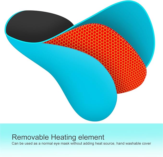 Real Silk Heated Eye Mask, Reusable USB Electric Soft Sleeping Mask with Temperature and Time Control, Comfortable Heating Steam Blindfold for Eyes Relax - Peacock Blue