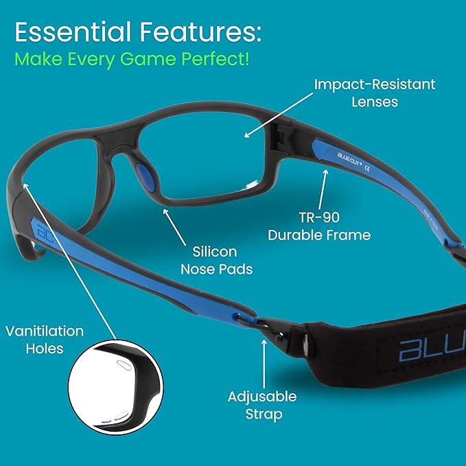 BLUE CUT Sports Protection Goggles, Photochromic Lenses Safety Glasses for Basketball, Pickleball Indoor Outdoor Sports