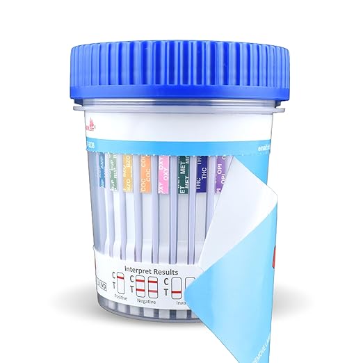 12 Panel Now 16-Panel Drug Test Kit, Urine Cups, Detects AMP, OPI, MET, BZO, COC, MTD, OXY, BUP, MDMA, THC, BAR, TRA, FYL, ETG, TCA, PCP, 25-Count