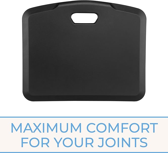 Stand Steady Small Anti Fatigue Standing Mat with Carrying Handle | Ergonomic Standing Mat with Gel Foam Padding | Portable Comfort Mat for Standing Desk, Kitchen, Classroom & Garage (22 x 18in/Black)