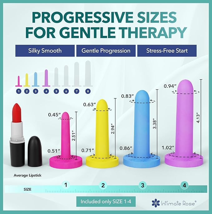 Small Vaginal Dilators for Pelvic Floor Therapy & Vaginismus Pain Relief – FDA-Cleared Silicone Set with 100+ Tutorials, Support Group & Doctor Access
