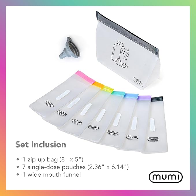 MUMI Ultimate Wellness Bundle - Pill Pouch Set and Single Dose Kit - 7pc Mini Pill Bags with 1 Large Zipper Pouch and 7pc Powder Supplement Packets with 1 Large Zipper Pouch