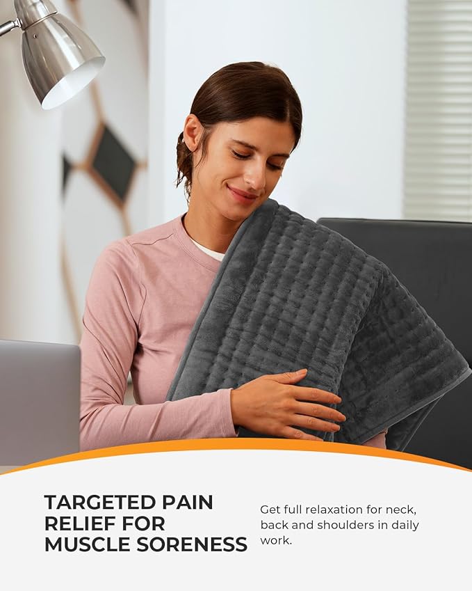 Heating Pad for Back Pain Relief & Cramps, CooCoCo Heating Pads with Auto Shut Off Large, 6 Heat Settings Electric Heated Pad, 17"x33", Dark Gray